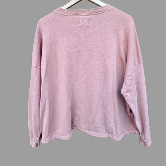 American Eagle Henley Sweatshirt LG Dusty Pink Drawstring Waist Cozy Soft Girl - Picture 3 of 8